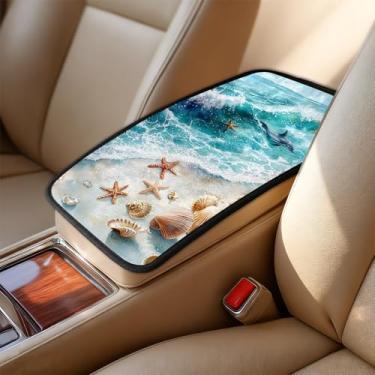 Imagem de AOHMPT Capa de apoio de braço para carro - Protetor de almofada de console central de carro contra garras de animais de estimação, sujeira e dedos pegajosos, acessório de decoração automotiva