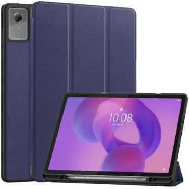 Imagem de YRH Capa Lenovo Idea Tab Plus de 12,1 polegadas 2025 | com suporte para caneta | Despertar automático | Suporte | Proteção TPU (azul escuro)