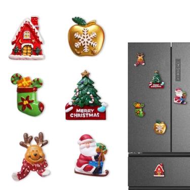 Imagem de Ímãs de geladeira de resina de Natal, floco de neve, árvore de Natal e alce de Papai Noel, enfeites de Natal, faça você mesmo, ímãs de geladeira, adesivos para casa, escritório, férias, cozinha