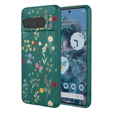 Imagem de OEURVQO Capa artística para Google 8 Pro, capa de silicone líquido de toque macio com forro fofo, compatível com carregamento sem fio, capa protetora para Google Pixel 8 Pro, verde exuberante