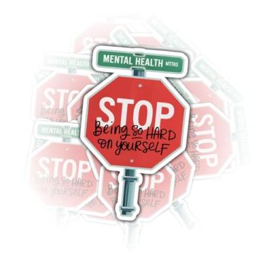 Imagem de (3 peças) Adesivo Stop Being So Hard On Yourself para garrafa de água, capacete, caixa de ferramentas, decalque de vinil com citação inspiradora de saúde mental, presentes para amigos terapeutas