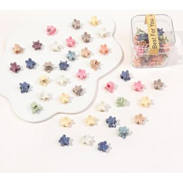 Imagem de 40 peças de grampos de cabelo para mulheres – Mini grampos de garra em forma de flor, lindas garras coloridas para penteados grossos finos médios finos, acessórios de cabelo de plástico durável para