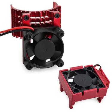 Imagem de oshhni Conjunto de ventoinha de refrigeração ESC e ventoinha do motor para carro RC 1/10, em liga de alumínio, peças de reposição portáteis e robustas, Vermelho