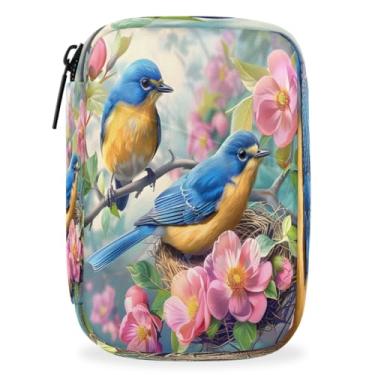 Imagem de Caixa organizadora de pílulas de viagem com flor rosa animal pássaro semanal portátil pílulas diárias 7 dias pequeno recipiente para pílulas anticoncepcionais compartimentos removíveis para