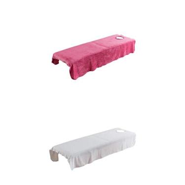 Imagem de barenx 2 peças toalha de mesa de massagem de flanela lençol plano 78,7 x 190,5 cm Russet/branco