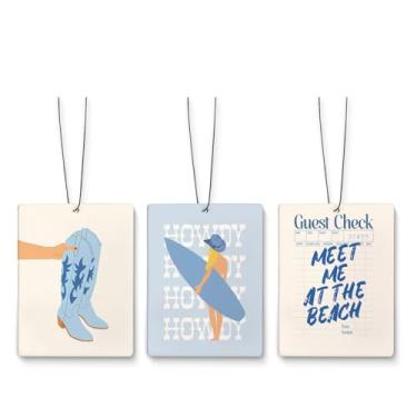 Imagem de Dilemat Aromatizador de ar Coastal Cowgirl para carro, Preppy Beach Western Howdy ambientador pendurado 3 peças para armário gaveta livros banheiro, acessórios de decoração de espelho de carro