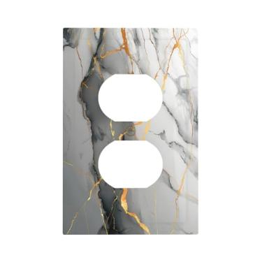 Imagem de SgEdao Capas decorativas modernas abstratas cinzentas douradas textura de mármore 1 interruptor de luz duplex placa de parede placas de parede para tomadas elétricas placa frontal para cozinha