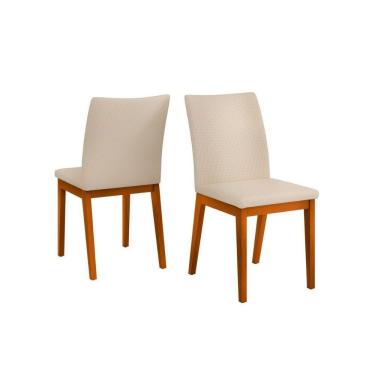 Imagem de Cadeira Sala De Jantar Vitoria Madeira Kit 2un Ipe-linho Neve - Dj Móveis