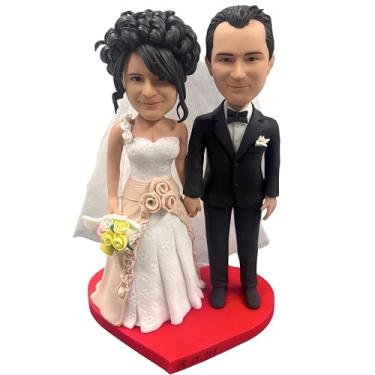 Imagem de Bobblehead de casamento personalizado - Estatueta personalizada de noiva e noivo, bobblehead de casal personalizado, presente de casamento exclusivo e lembrança de aniversário