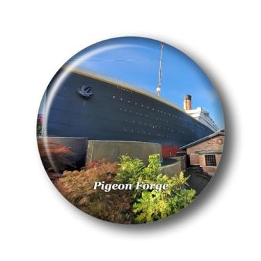 Imagem de Tennessee Pigeon Forge Titanic Museum Atração Ímã de Geladeira Adesivo Vidro Cristal 3D Ímãs de Geladeira Pigeon Forge Viagem Cidade Colecionável Lembrança Presentes Decoração de Geladeira