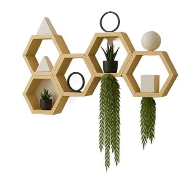 Imagem de Prateleira Suspensa Nicho Colmeia Decorativa Salas e Quintal(PINUS,2)