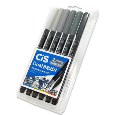Imagem de Marcador Artístico DUAL Brush Aquarelável CiS 6 Tons Cinza