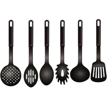 Imagem de Kit de Cozinha Premium Conjunto 6 Peças Silicone Utensílios Resistentes Espátula Concha Colheres