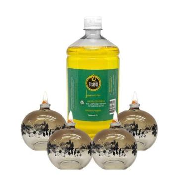 Imagem de Kit 4 Lamparinas Decor Sensações + 1L De Fluido Citronela - Velas bist