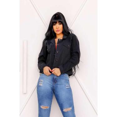 Imagem de Jaqueta Sarja Preta Feminina-Feminino
