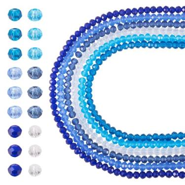Imagem de 6 fios de 4 mm com tema azul contas de vidro facetado cristal transparente Rondelle contas espaçadoras soltas para bricolage pulseira da amizade colar joias fazer artesanato suprimentos decoração de