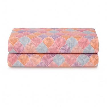 Imagem de Lençol De Cima Avulso Luar Estampado Casal 01 Peça Malha 100% Algodão - Salmão Geométrico