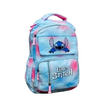 Imagem de Mochila Grande Nylon Impermeável Escolar Faculdade Femenina - stitch m