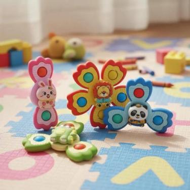 Imagem de Kit 4 Brinquedo Spinner Infantil Chocalho Giratório Spinner Com Ventos