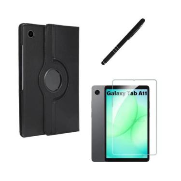 Imagem de Kit Capa Giratória Tablet Galaxy A11 SMX133 X135 Pelicula Caneta touch