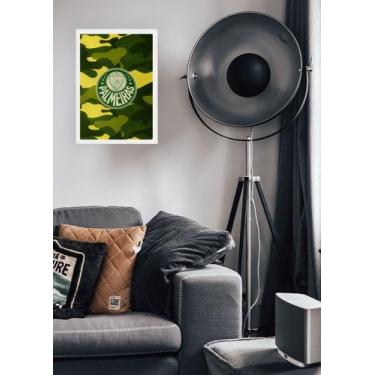 Imagem de Quadro Palmeiras Gigante Verdão com Vidro e Moldura Branca Tamanho:21c