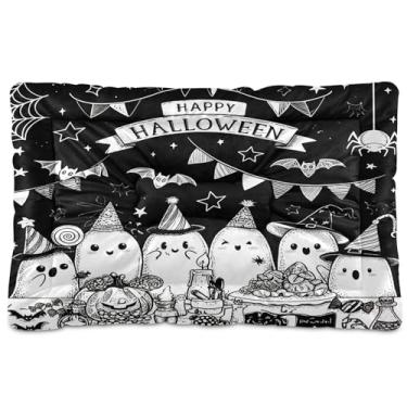 Imagem de SEHANY Cama de cachorro fantasma Halloween Boo Cama de gato com fundo antiderrapante, cama de canil, colchão macio para animais de estimação, lavável para cães pequenos, médios e grandes, gatos, 61 x