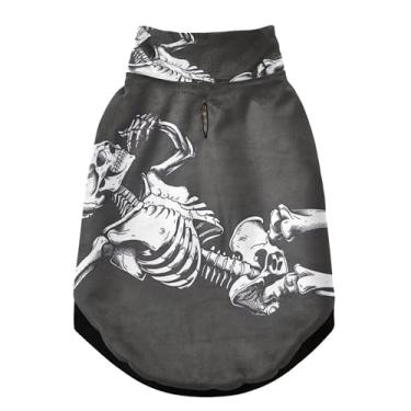 Imagem de SEHANY Casaco de cachorro com tatuagem de caveira para cães pequenos, superquente, à prova de vento, jaqueta de inverno, macia, aconchegante para animais de estimação, moletom para clima frio na neve