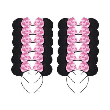 Imagem de Tiara De Orelhas De Minnie Mouse Com Laço Sólido Para Festa De Anivers