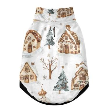 Imagem de SEHANY Casaco de Natal de gengibre para cães pequenos, superquente, à prova de vento, jaqueta de inverno, macia, aconchegante para animais de estimação, moletom para clima frio na neve com furo na