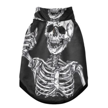 Imagem de SEHANY Casaco de cachorro com tatuagem de caveira para cães pequenos, superquente, à prova de vento, jaqueta de inverno, macia, aconchegante para animais de estimação, moletom para clima frio na neve