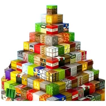 Imagem de Blocos Magnéticos - 100 Peças De Blocos De Construção Magnéticos, Brinquedos De Cubo Magnético Empilháveis, Conjunto De Construção De Mundo Florestal, Brinquedos Sensoriais Stem Montessori