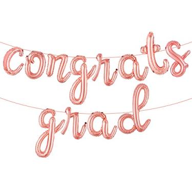 Imagem de KatchOn, Congrats Grad Script Balloon Banner - 16 Inch | Rose Gold Congrats Balloons Banner, Graduation Party Decorations 2023 | 2023 Congrats Grad Banner Decor | Graduation Decorations Class of 2023