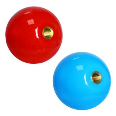 Imagem de Gallipower 2Pcs Joystick Head,Arcade Joystick Ball Top Handle Rocker Round Head,Arcade Kit DIY Replacement Parts(Blue,Red)