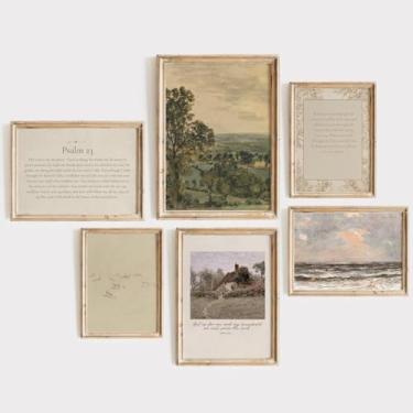 Imagem de Ylmekx Decoração de parede vintage cristã versículos bíblicos tela arte de parede escrituras pôster religioso Jesus imagens de paisagem cristã para sala de estar quarto 30,5 x 40,6 cm sem moldura