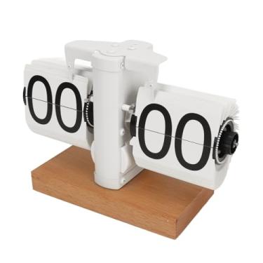 Imagem de Phefop Relógio Digital Flip Automático, Relógio de Mesa Minimalista Em Madeira de Faia Com Números de Leitura Fácil para Casa e Escritório