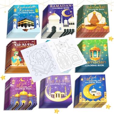 Imagem de 16 livros de colorir do Ramadã, lembrancinhas de festa do Ramadã, mini livros de colorir a granel para crianças, conjunto de livros de atividades de desenho de arte faça você mesmo para Ramadã