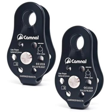 Imagem de 2 peças de polia de microescalada de placa fixa 26KN, polia de transporte de polia única pequena de uso geral para escalada, rapel, esportes de tirolesa etc. (preto, pacote com 2)