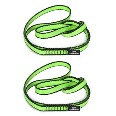 Imagem de VFKENA Correia de nylon para escalada de 18 mm 23KN CE2008/EN566 tiras fortes para escalada, montanhismo, rapel, balanço, rede de ioga, etc. (verde, 90 cm / 35 polegadas | Pacote com 2)