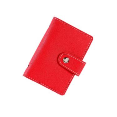 Imagem de Carteira com porta-cartões de crédito, moderna, elegante, multicartões, carteira de couro para uso diário, Vermelho, Tendência