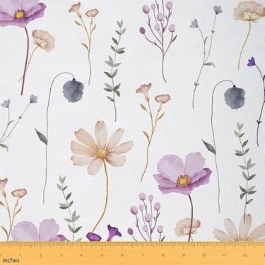 Imagem de Erosebridal Tecido de flor em aquarela por The Yard Tecido de estofamento floral roxo bege tecidos decorativos rústicos para casa de fazenda tecido de estofamento minimalista moderno para projetos de