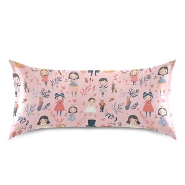 Imagem de xigua Fronha de cetim de personagens de desenho animado para cabelo e pele lavável na máquina almofada de cetim antiderrapante refrescante capa de cama king com fecho de envelope, 50,8 cm x 101,6 cm