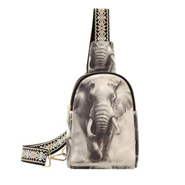 Imagem de CEBUGI Elefante pequena bolsa tiracolo feminina de couro, pochete transversal para trilhas, viagens ao ar livre