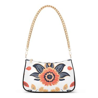 Imagem de CEBUGI Bolsas transversais femininas bolsa de ombro boho floral bolsa clutch elegante com alça de corrente