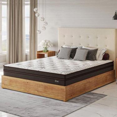 Imagem de Conjunto Cama Box Queen Zoe Com Molas Ensacadas  158x198x62,4cm Marrom