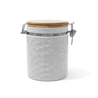 Imagem de Pote Hermético Cerâmica Stoneware Bambu 970Ml Branco - Ricca Houseware
