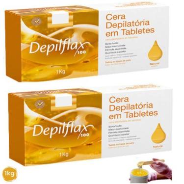 Imagem de kit 2 Cera Depilatoria Quente Natural 1Kg Depilflax - Depiflax