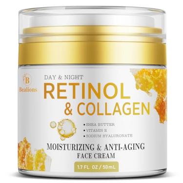 Imagem de Creme de retinol para rosto antienvelhecimento: creme de rugas para rosto e pescoço com ácido hialurônico de colágeno - hidratante noturno para homens e mulheres - presentes de cuidados com a pele
