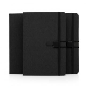 Imagem de Caderno de Anotações com Capa Dura, Tecido Poliéster, Fechamento em Metal, 80 Folhas Pautadas, 21,4x14,5x1,5cm (3, Preto)