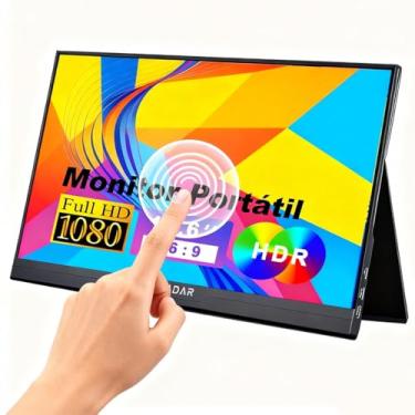 Imagem de 15,6'' Monitor Portátil Ultra-Slim Touchscreen 1920x1080 FHD IPS Segunda Extensor De Tela Sensível Ao Toque com Alto-falantes + Capa, USB-C HDMI para Notebook Laptop PC Celular Jogos Viagens