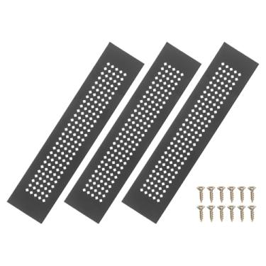 Imagem de PATIKIL Tampa de ventilação de porta de 25 x 5 cm, 3 peças de cobertura de ventilação de grade de alumínio com orifícios de diamante com parafusos de montagem para porta de teto de armário de